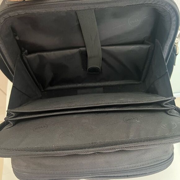 DELL Laptop Messenger Shoulder Bag Black Nylon Inner Outer Pockets Utility Work - Picture 7 of 16